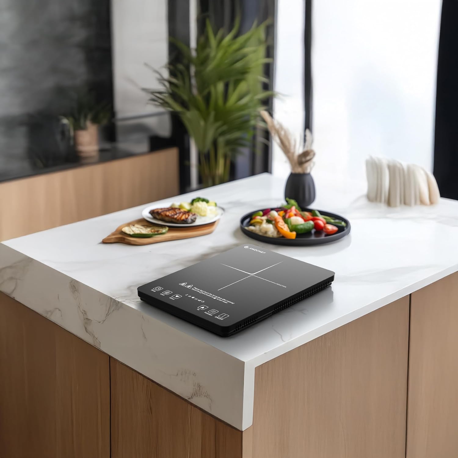AMZCHEF Portable Induction Cooktop 20 Temperature & Power Levels, 1800W Induction Stove Burner with 5.9" Heating Coil, Low Noise Hot Plate Single Electric Cooktops Countertop Stove with Timer - Image 9