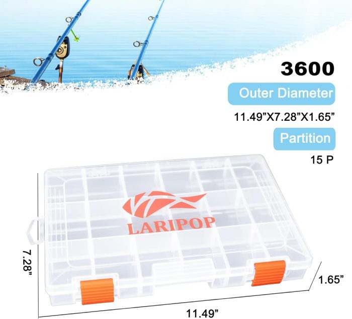 Fishing Tackle Box Set with Adjustable Dividers, Transparent Organizer Tray, Plastic Tool Box, Bait Separator -Angler's equipment lure box - 4 Packs Tackle Trays - Parts Box - Image 3