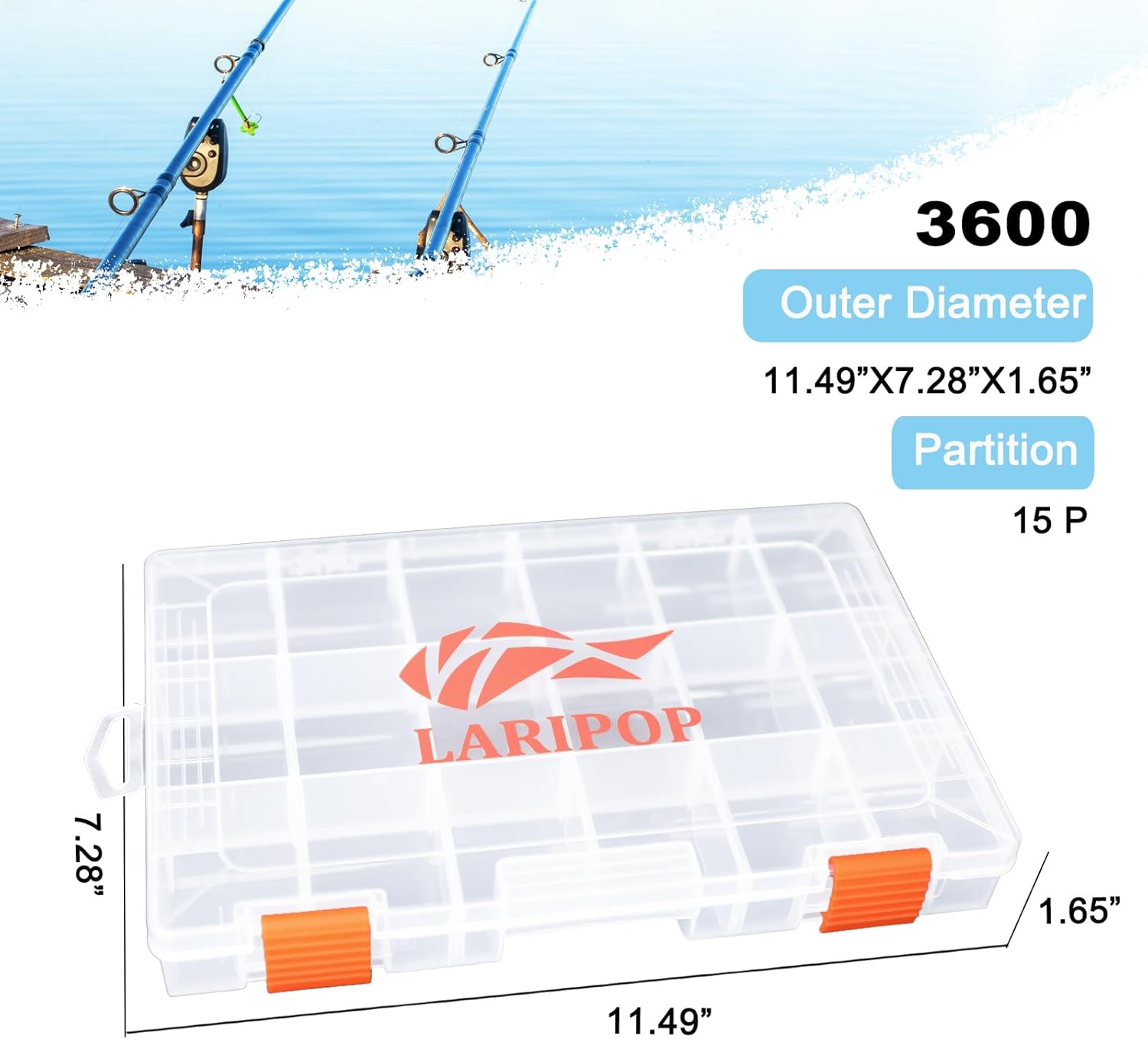 Fishing Tackle Box Set with Adjustable Dividers, Transparent Organizer Tray, Plastic Tool Box, Bait Separator -Angler's equipment lure box - 4 Packs Tackle Trays - Parts Box - Image 3