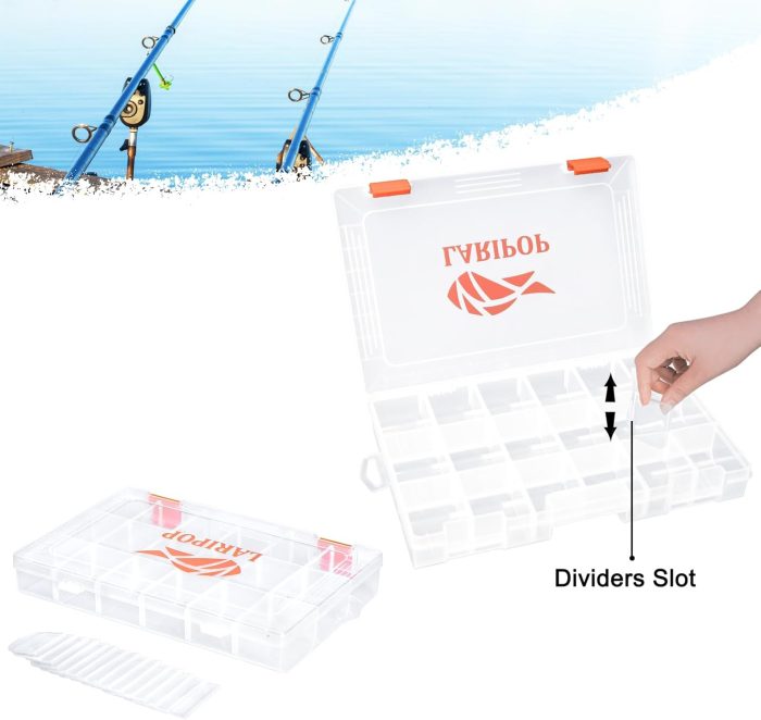 Fishing Tackle Box Set with Adjustable Dividers, Transparent Organizer Tray, Plastic Tool Box, Bait Separator -Angler's equipment lure box - 4 Packs Tackle Trays - Parts Box - Image 4