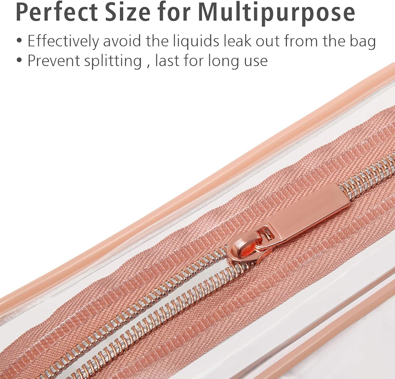Clear Makeup Bag - TSA Approved Toiletry Bag for Travel Size Toiletries, Travel Clear Toiletry Bag Quart Size Bag, Carry on Airport Airline Compliant Bag, Rose Pink(for age 12 or above) - Image 5