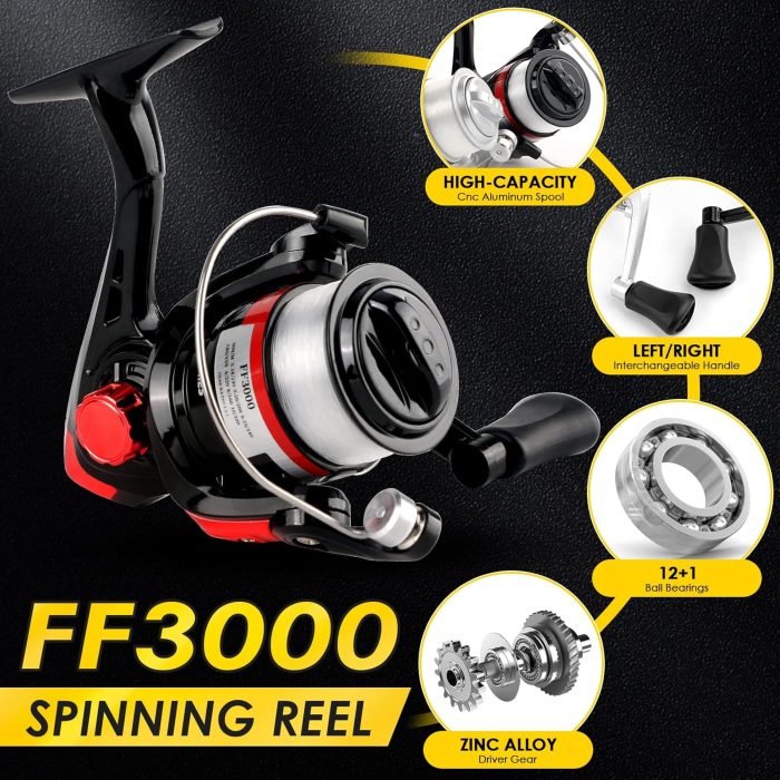 Telescopic Fishing Rod Reel Combo 2PCS 6.89FT Collapsible Fishing Pole Spinning Reel Lures Accessories with Fishing Bag Portable Fishing Rod Kit for Saltwater Freshwater Travel Fishermen Gift - Image 4